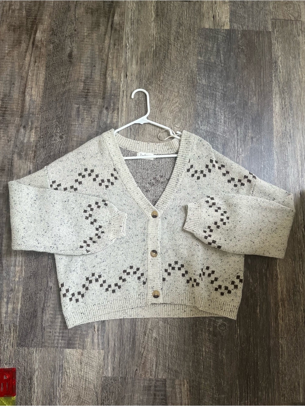 V-Neck Button-Front Cardigan Sweater in Oatmeal